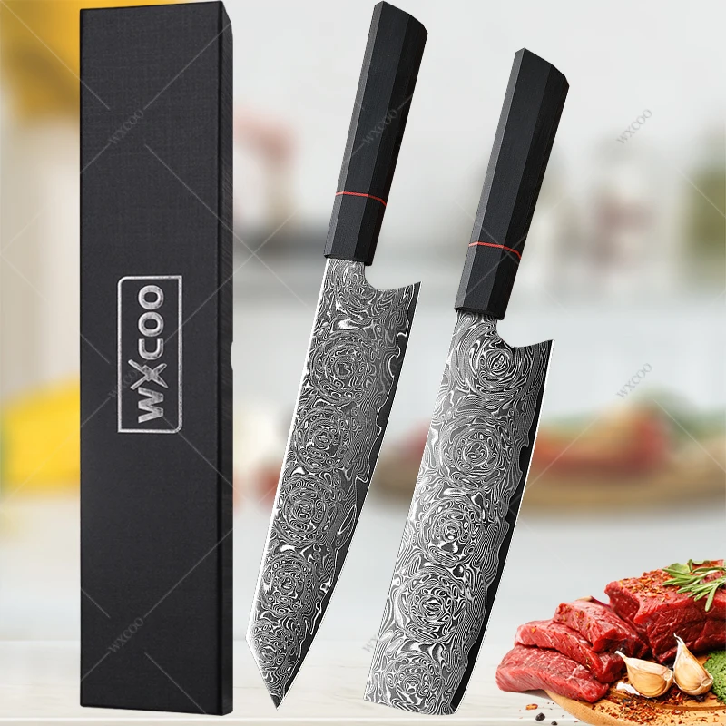 WXCOO Real Damascus Steel VG10 Japanese Chef Knife Set Meat Fish Fruit Kitchen Cleaver Knives with Gift Box
WXCOO Real Damascus Steel VG10 Japanese Chef Knife Set Meat Fish Fruit Kitchen Cleaver Knives with Gift Box