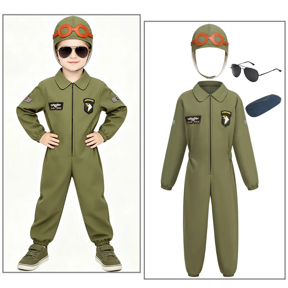 Halloween Carnival Cosplay Occupational Kids Party Dress up Outfit Christmas Baby Boys Air Force Pilot Costume Set with Hat
Halloween Carnival Cosplay Occupational Kids Party Dress up Outfit Christmas Baby Boys Air Force Pilot Costume Set with Hat