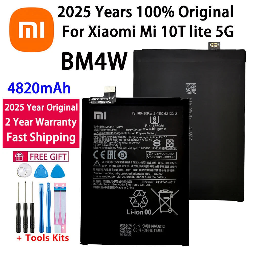 2025 лет новый аккумулятор BM4W 4820 мАч для Xiaomi Mi 10T lite 5G, высококачественные сменные аккумуляторы для телефона + инструменты
2025 лет новый аккумулятор BM4W 4820 мАч для Xiaomi Mi 10T lite 5G, высококачественные сменные аккумуляторы для телефона + инструменты