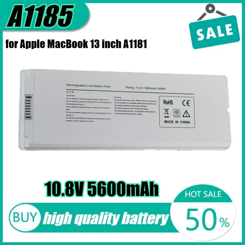 10.8V 60Wh A1185 Laptop Battery for Apple MacBook 13 Inch A1181 (2006 2007 2008 2009) MA566 MA561
10.8V 60Wh A1185 Laptop Battery for Apple MacBook 13 Inch A1181 (2006 2007 2008 2009) MA566 MA561