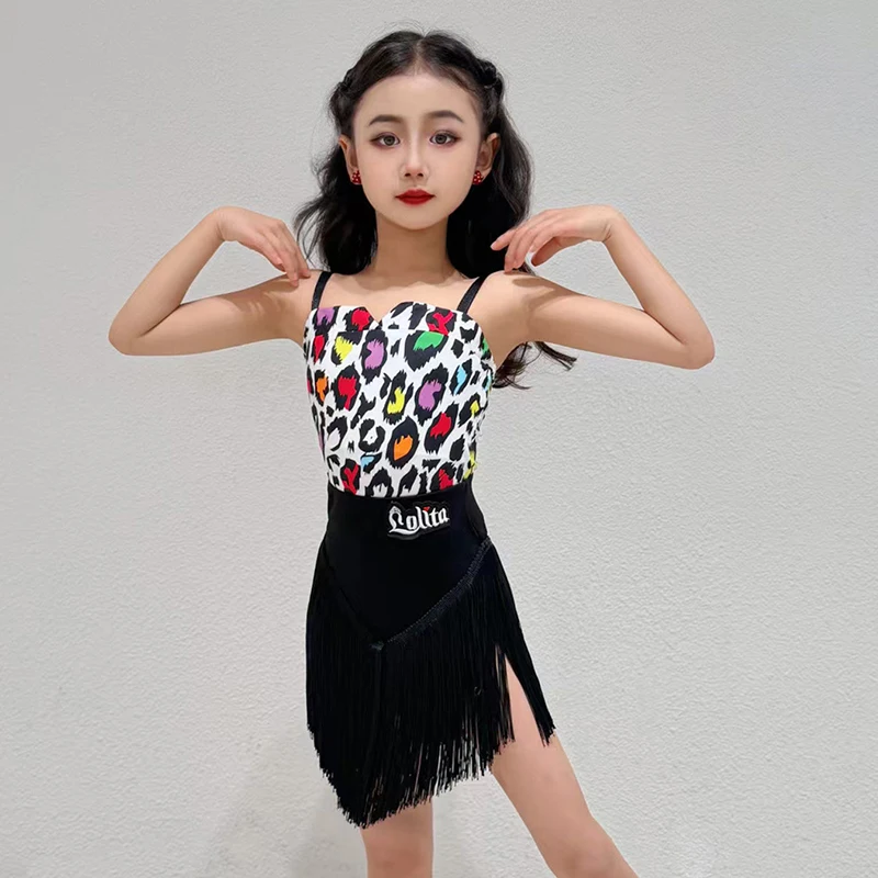 Summer Latin Dance Clothes For Girl Colorful Cami Bodysuit Black Fringe Skirts Kid ChaCha Samba Dancing Outfit Training Set 2839
Summer Latin Dance Clothes For Girl Colorful Cami Bodysuit Black Fringe Skirts Kid ChaCha Samba Dancing Outfit Training Set 2839