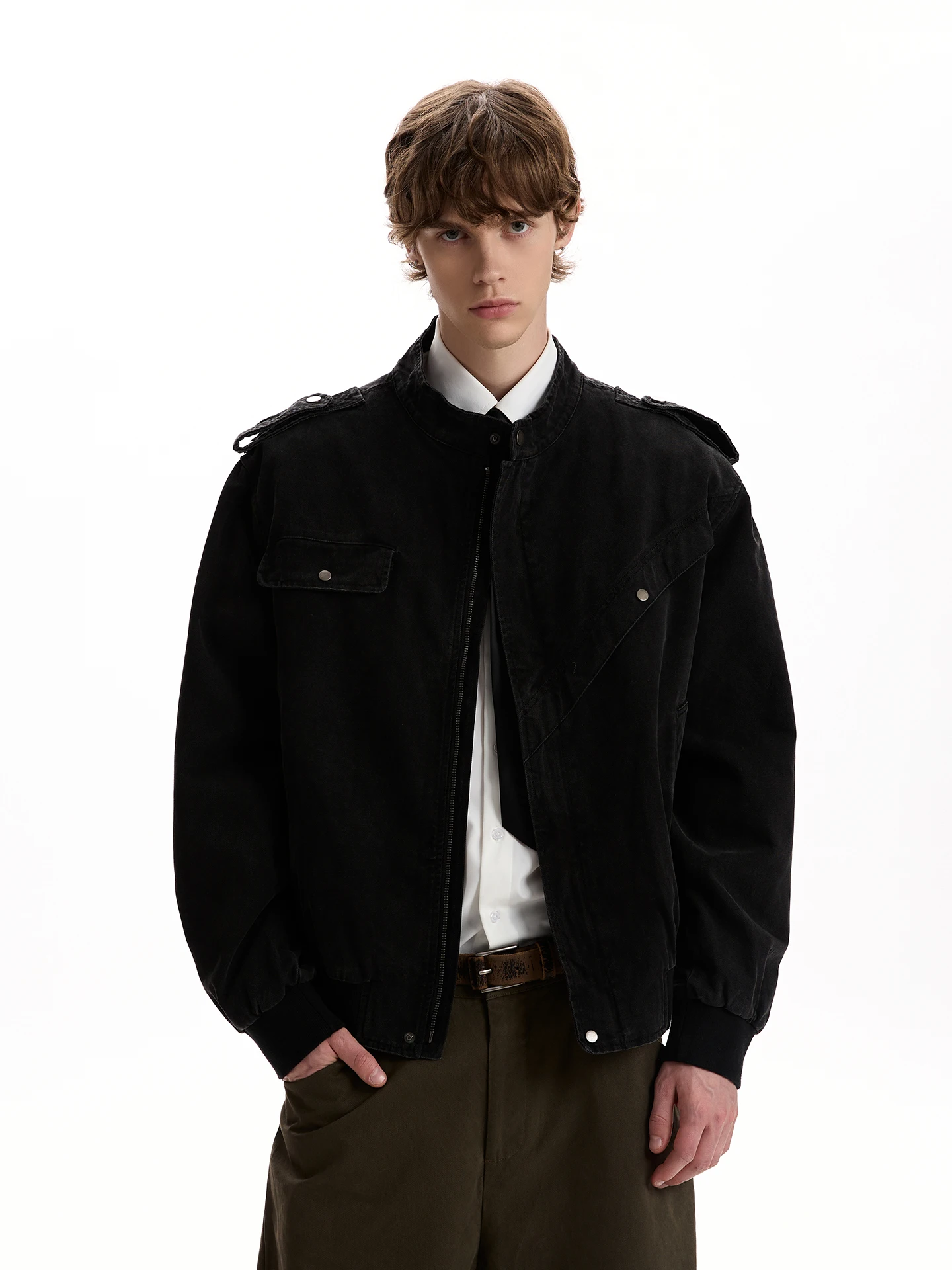 Retro American Barn Sle Workwear Jaet Boxy Deconstructed Patchwork ort Motorcycle Jaet Youthful Spring Autumn Cotton
Retro American Barn Sle Workwear Jaet Boxy Deconstructed Patchwork ort Motorcycle Jaet Youthful Spring Autumn Cotton