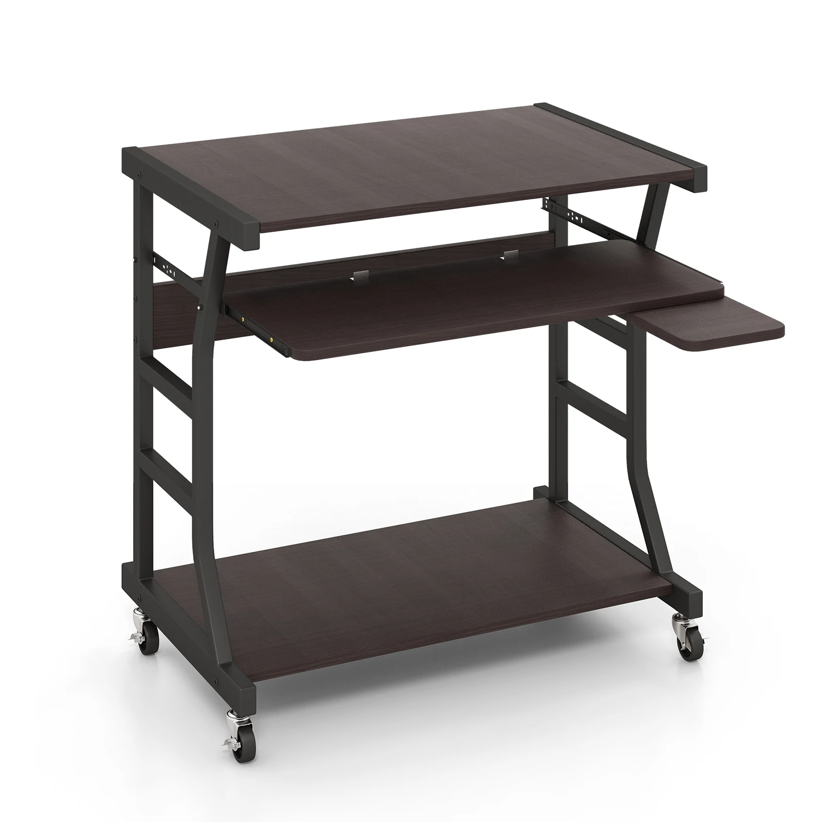 29. 5" Mobile Computer Desk Rolling Laptop Cart w/ Pull-out Keyboard Tray & Shelf
29. 5" Mobile Computer Desk Rolling Laptop Cart w/ Pull-out Keyboard Tray & Shelf