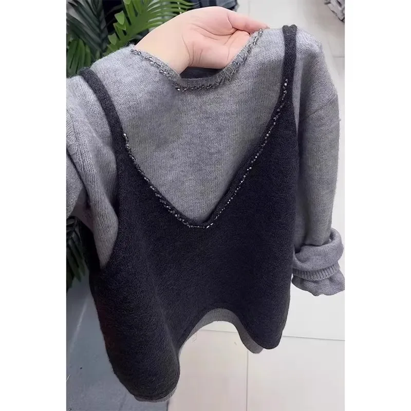 Korean Sle Knitted Sweater Women's Autumn Winter Faion Classy Anti-Aging Patchwork Top Heavy Embellied Long Sve Sweater
Korean Sle Knitted Sweater Women's Autumn Winter Faion Classy Anti-Aging Patchwork Top Heavy Embellied Long Sve Sweater