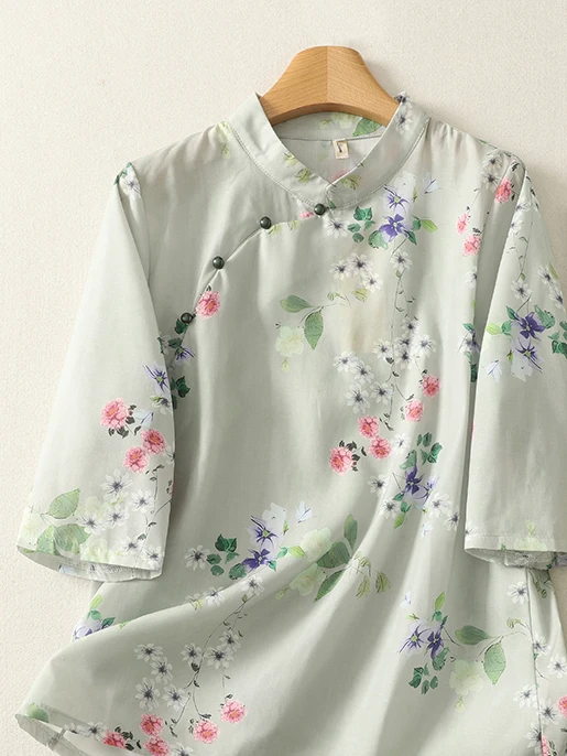 Chinese Style Floral Print Stand Collar Oversized Women's Shirt Trendy Breathable Cotton Spring Summer Casual Fashion
Chinese Style Floral Print Stand Collar Oversized Women's Shirt Trendy Breathable Cotton Spring Summer Casual Fashion