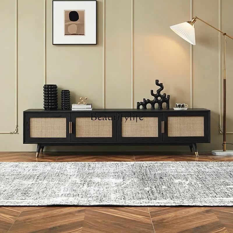 Black retro solid wood TV cabinet rattan light luxury modern simple storage floor cabinet
Black retro solid wood TV cabinet rattan light luxury modern simple storage floor cabinet