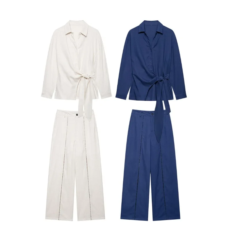 SuperAen New Women's Clothing European and American Fashion Waist Lace-up Shirt Wide-leg Trousers Set
SuperAen New Women's Clothing European and American Fashion Waist Lace-up Shirt Wide-leg Trousers Set