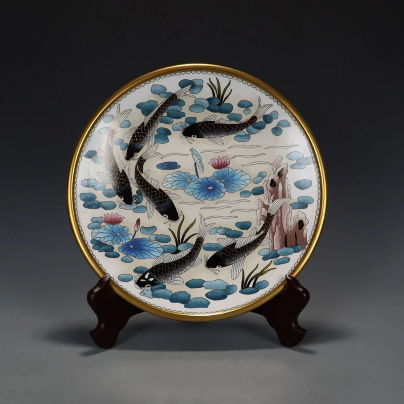 Ornament traditional copper tire filigree enamel polished 12-inch fish plate
Ornament traditional copper tire filigree enamel polished 12-inch fish plate