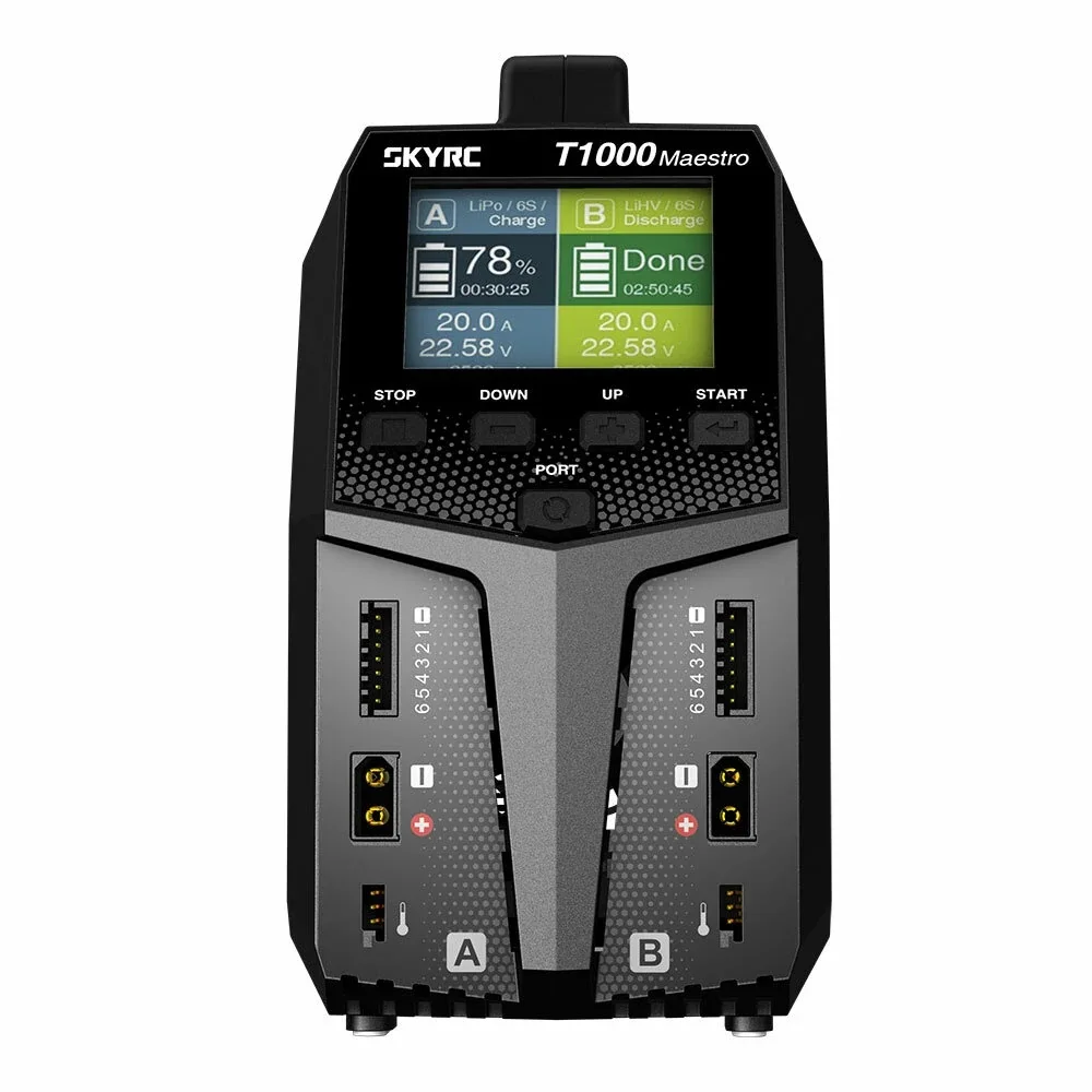 SkyRC T1000 450W 20A Maestro AC/DC Dual Balance LiPo Charger for 1-6S LiPo Battery
SkyRC T1000 450W 20A Maestro AC/DC Dual Balance LiPo Charger for 1-6S LiPo Battery