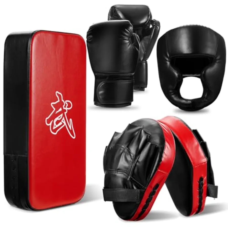 5-in-1 Boxing Pads Gloves Kick Punching Mitts Set with 1 Pair of Gloves, 2 Pcs Pads Taekwondo Kick Pad and Head Guard for Youth
5-in-1 Boxing Pads Gloves Kick Punching Mitts Set with 1 Pair of Gloves, 2 Pcs Pads Taekwondo Kick Pad and Head Guard for Youth