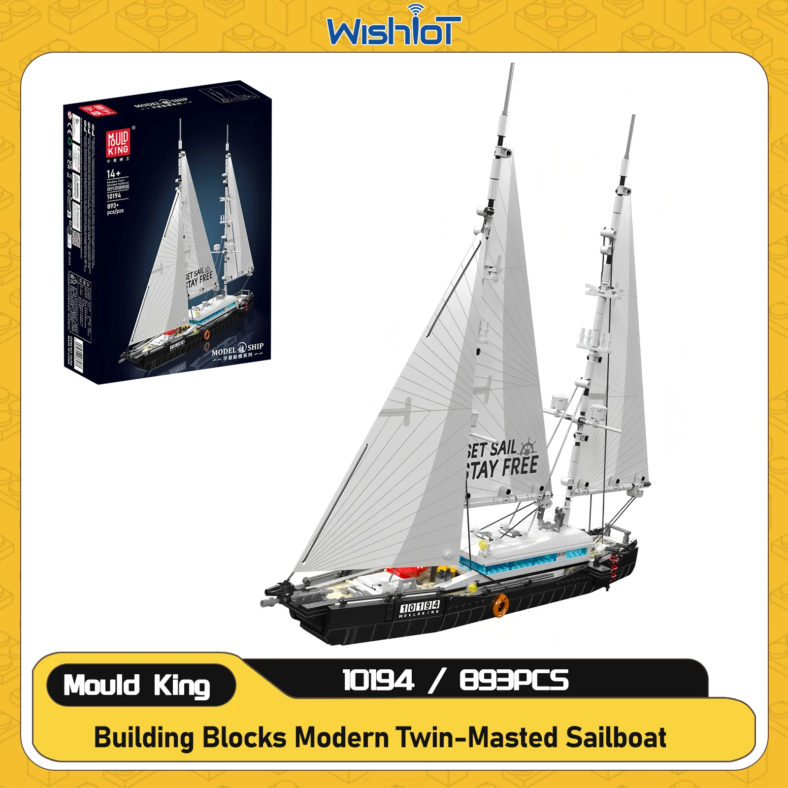 Mould King 10194 Modern Twin-Masted Sailboat Building Block Simulation Sailboat Model Assembly Bricks Toy Kids Adult Gift 893PCS
Mould King 10194 Modern Twin-Masted Sailboat Building Block Simulation Sailboat Model Assembly Bricks Toy Kids Adult Gift 893PCS