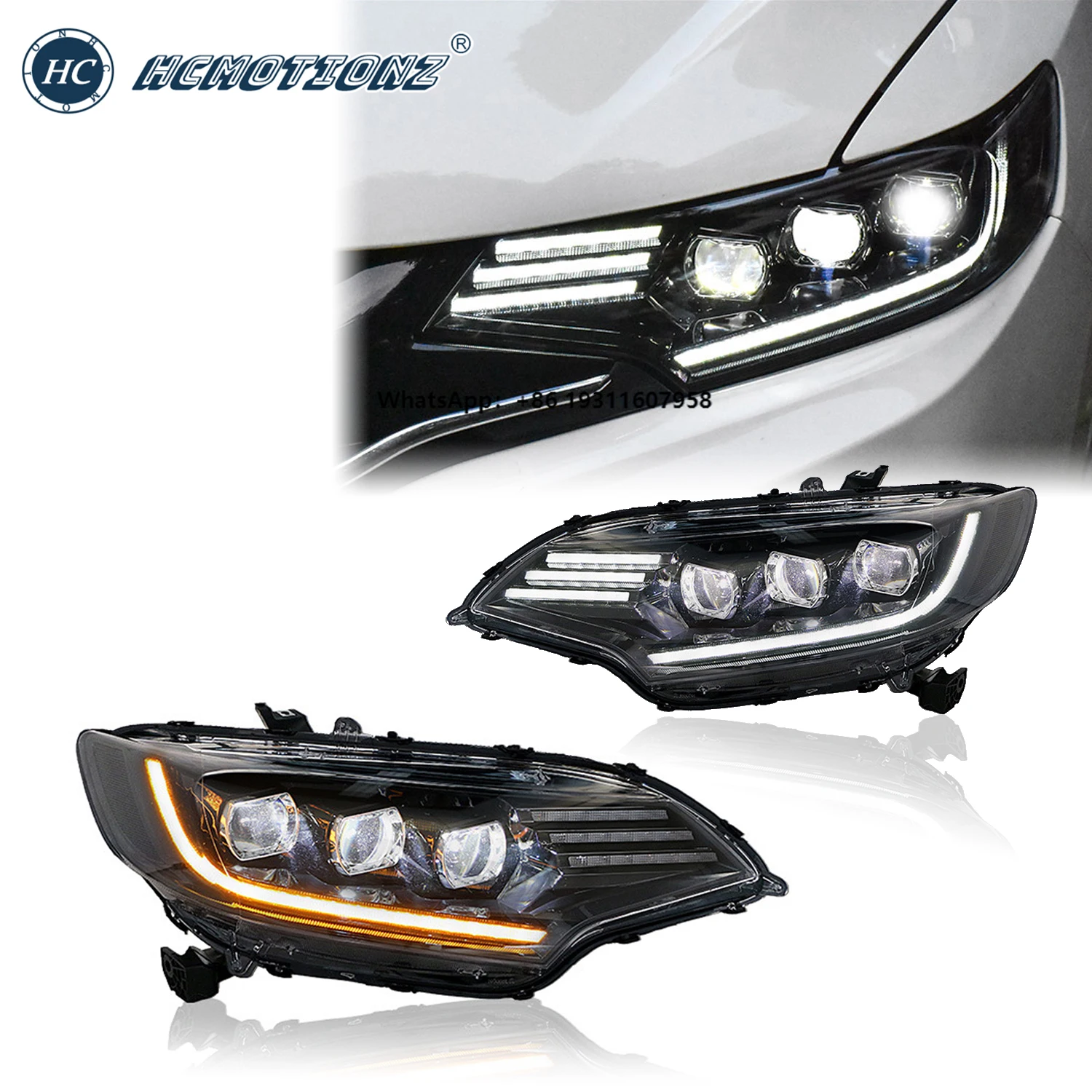 HCMOTIONZ Full LED Assembly for Honda Jazz 2013-2020 Front Car Lights with Sequential DRL and Turn Signal Head Lamps
HCMOTIONZ Full LED Assembly for Honda Jazz 2013-2020 Front Car Lights with Sequential DRL and Turn Signal Head Lamps