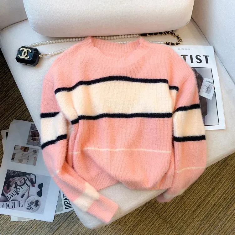 Sueter Mujer Knitted Pullovers Women Autumn Winter Clothing Pull Femme Fashion Striped O-neck Casual Knitwear Y2k Sweater Tops
Sueter Mujer Knitted Pullovers Women Autumn Winter Clothing Pull Femme Fashion Striped O-neck Casual Knitwear Y2k Sweater Tops