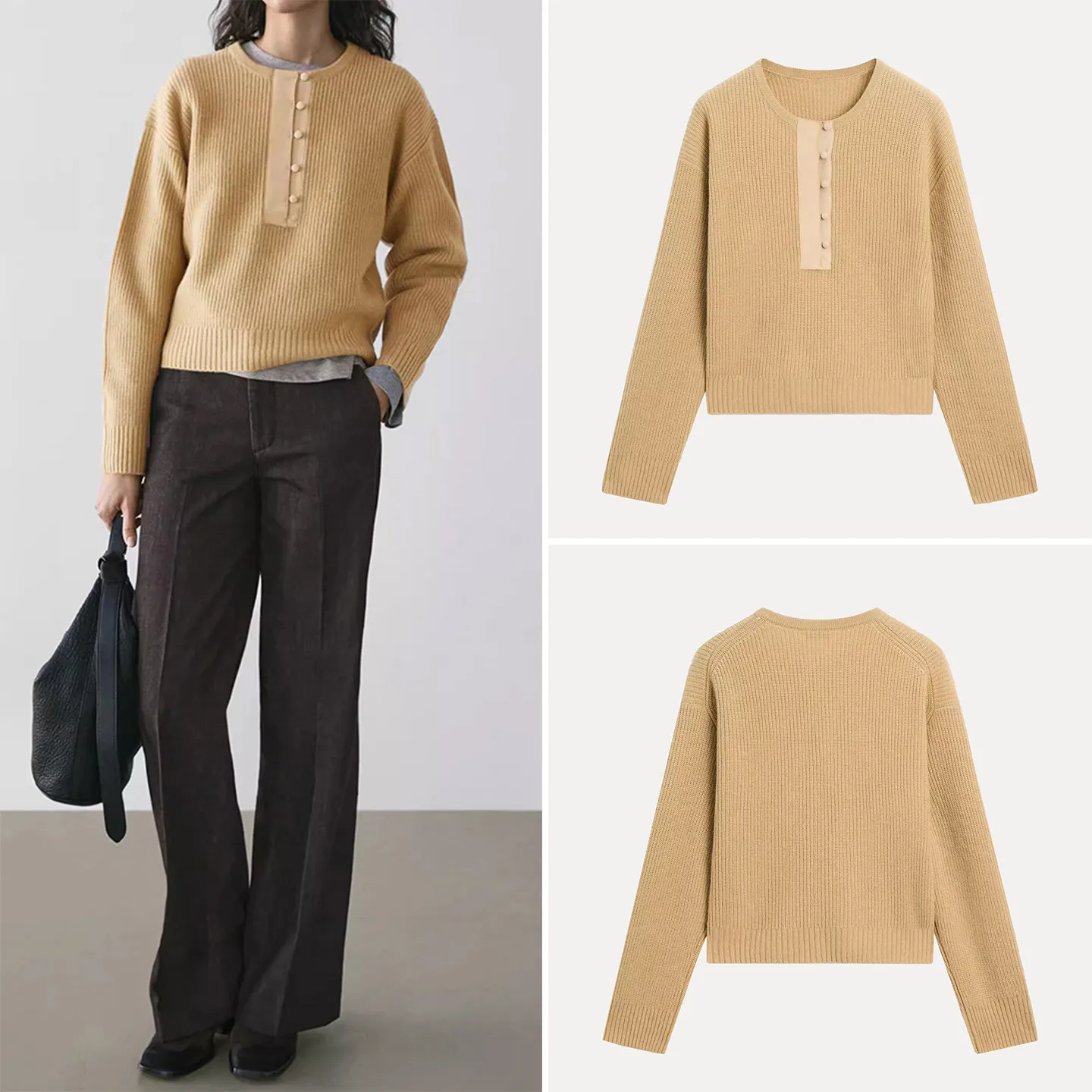 Faionable Knitted round Ne Sweater with Button for Women Spring Autumn Winter Season Ele Personali Sle 05604506305
Faionable Knitted round Ne Sweater with Button for Women Spring Autumn Winter Season Ele Personali Sle 05604506305