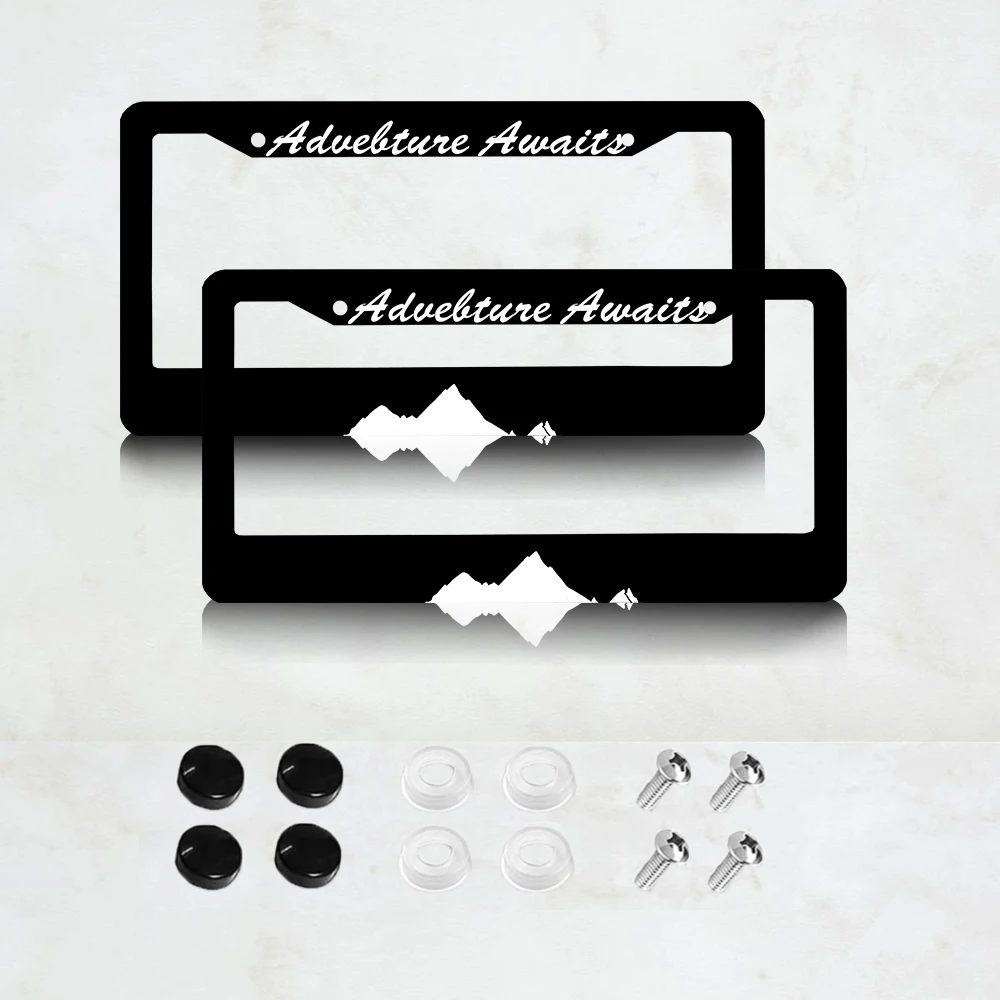 Black Adventure Awaits Pattern 2 Hole License Plate Frame Aluminum Material 6x12 Inch with Screw Set Car Decoration Gift
Black Adventure Awaits Pattern 2 Hole License Plate Frame Aluminum Material 6x12 Inch with Screw Set Car Decoration Gift