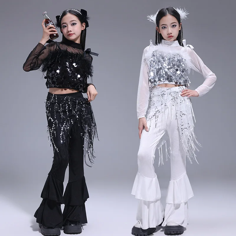 Kids Girls Jazz Dance Team Stage Fashion Show Performance Costumes Children Sequin Vest T-shirt Pant Sets Clothes Tracksuits
Kids Girls Jazz Dance Team Stage Fashion Show Performance Costumes Children Sequin Vest T-shirt Pant Sets Clothes Tracksuits
