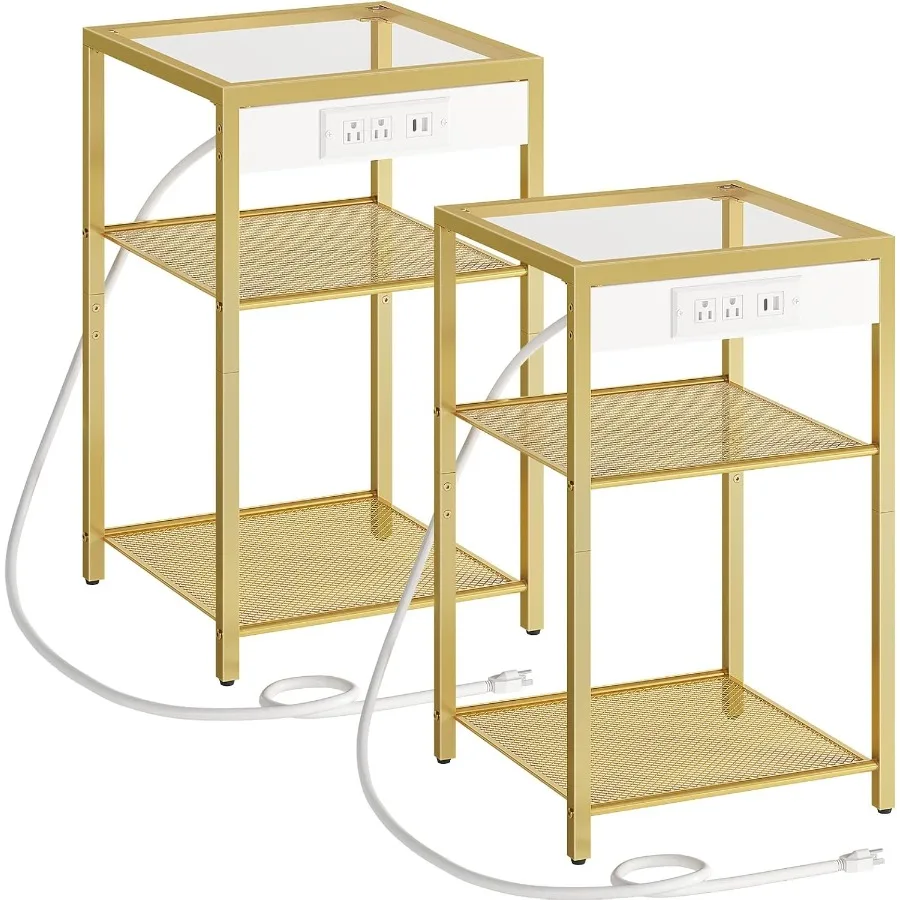 End Tables Set of 2 with Charging Station Side Tables with USB Ports and Power Outlets 3-Tier Slim Nightstands with Storage She
End Tables Set of 2 with Charging Station Side Tables with USB Ports and Power Outlets 3-Tier Slim Nightstands with Storage She