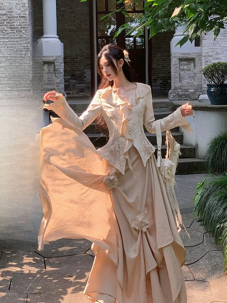 WALKINK Хлопково-льняной топ-труба, тяжелая рабочая юбка, комплект с двумя брошками, художественный сказочный женский костюм-двойка
WALKINK Хлопково-льняной топ-труба, тяжелая рабочая юбка, комплект с двумя брошками, художественный сказочный женский костюм-двойка