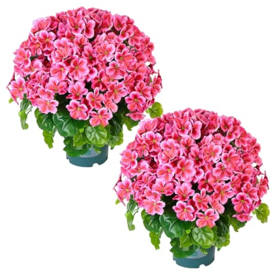 Geraniums Artificial Flowers for outdoor indoor front porch garden home decor 2 Pack 18 potted faux geranium plants in deep pin
Geraniums Artificial Flowers for outdoor indoor front porch garden home decor 2 Pack 18 potted faux geranium plants in deep pin