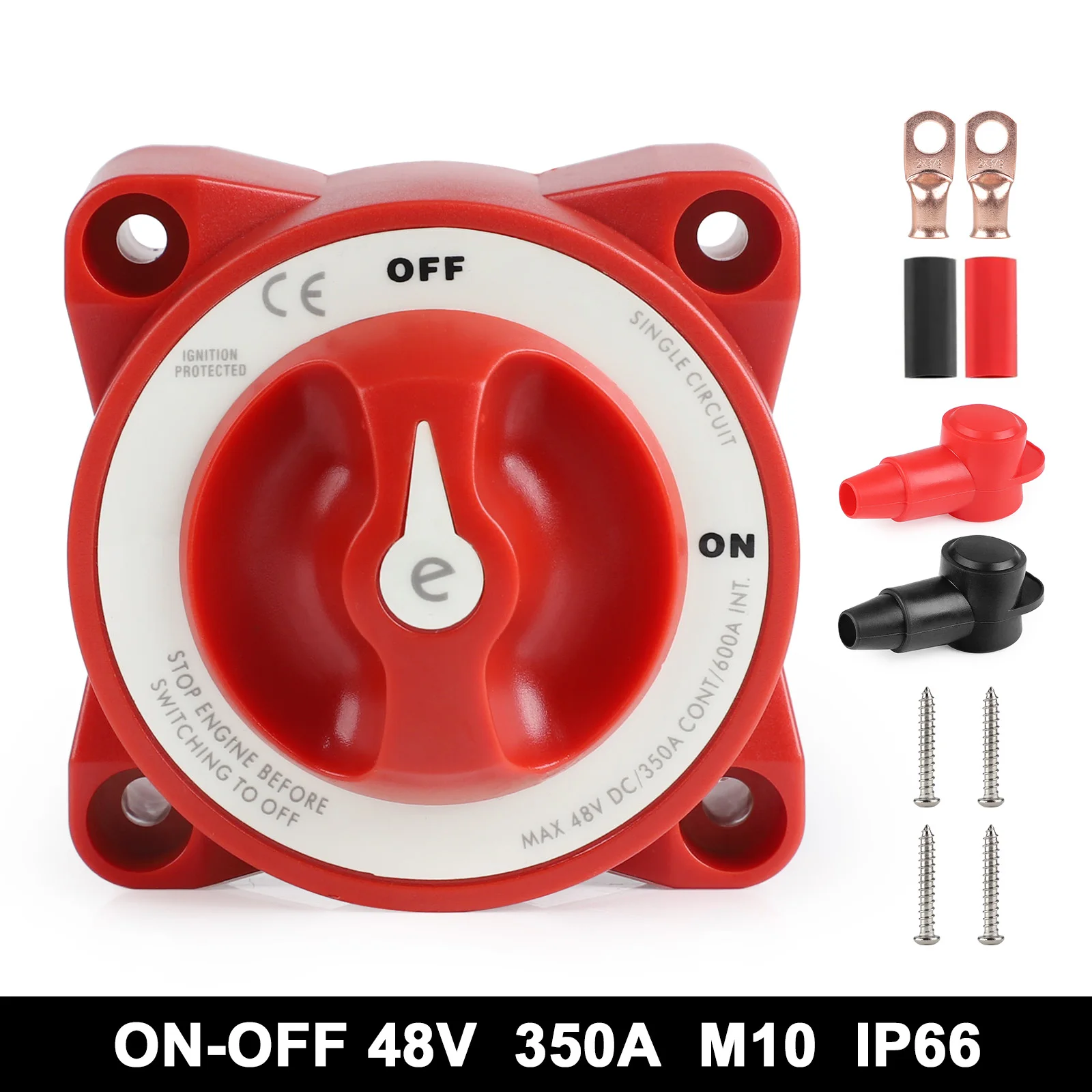 CNSPEED 48V DC 350A e-Series On Off Battery Switch Isolator Battery Circuit Cutter for Camper RV Truck Boat Caravan 2 Position
CNSPEED 48V DC 350A e-Series On Off Battery Switch Isolator Battery Circuit Cutter for Camper RV Truck Boat Caravan 2 Position