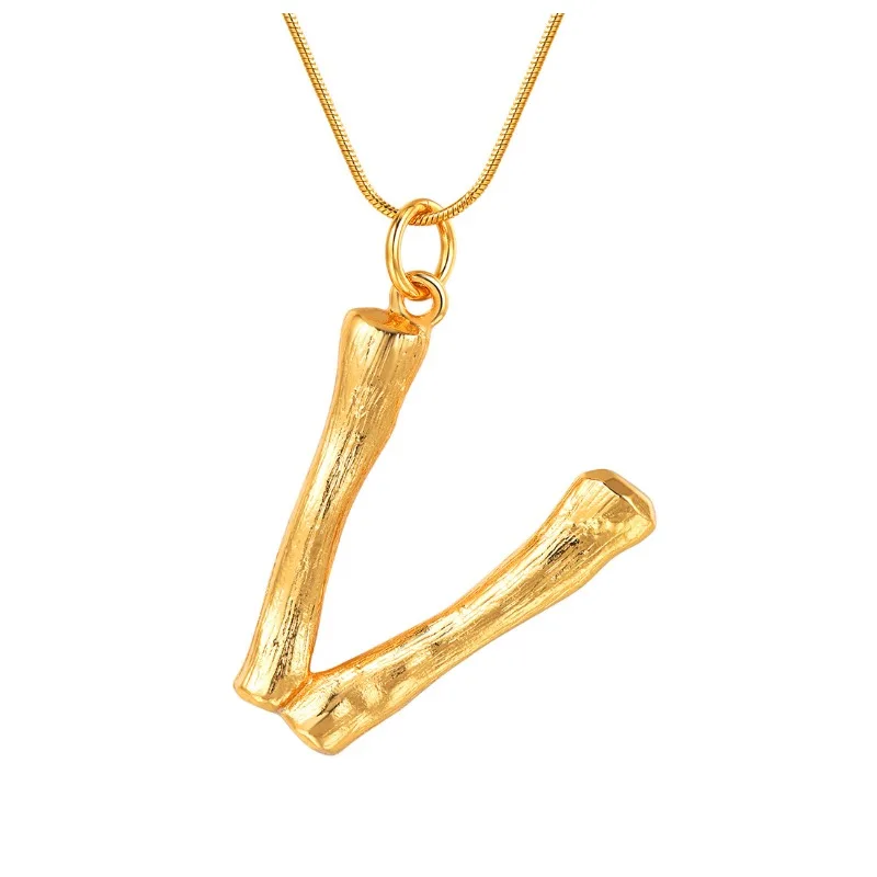 Stainless Steel Statement Bamboo Necklace Gold silver color alphabet v Necklace for Women men hot sale birthday jewlery gifts
Stainless Steel Statement Bamboo Necklace Gold silver color alphabet v Necklace for Women men hot sale birthday jewlery gifts