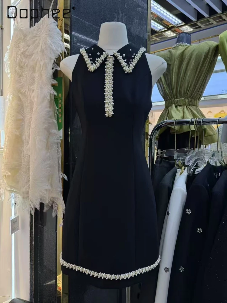 Summer New French High-end Temperament Heavy Industry Beaded Sleeveless Dress Evening Dresses Classic Style Black A-line Dress
Summer New French High-end Temperament Heavy Industry Beaded Sleeveless Dress Evening Dresses Classic Style Black A-line Dress