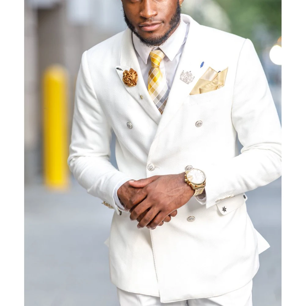 Men's Suits For Wedding 2024 White Blazer Double Breasted Peak Lapel Elegant Formal Occasion Terno 2 Pcs Jacket Pants Slim Fit
Men's Suits For Wedding 2024 White Blazer Double Breasted Peak Lapel Elegant Formal Occasion Terno 2 Pcs Jacket Pants Slim Fit