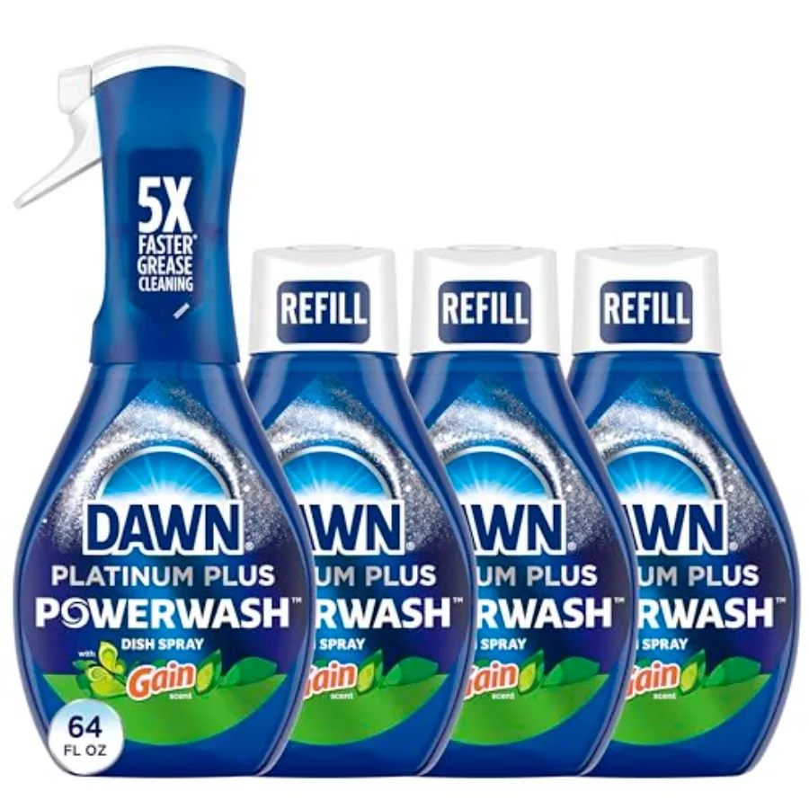 Dawn Powerwash Gain Original Dish Spray, Liquid Dish Soap, Dish Soap Refill,,1 Starter Kit + 3 Refills, 64 Fl Oz Total 16 fl oz
Dawn Powerwash Gain Original Dish Spray, Liquid Dish Soap, Dish Soap Refill,,1 Starter Kit + 3 Refills, 64 Fl Oz Total 16 fl oz
