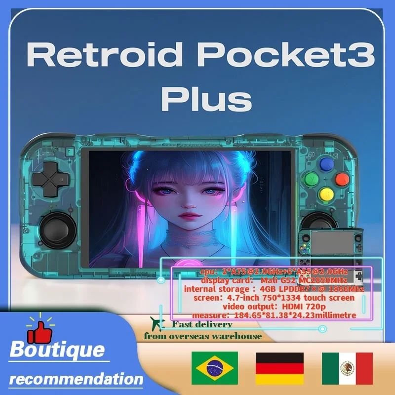 Retroid Pocket 3 Plus Handheld Retro Game 4G+128GB portable console 4.7 inch video game Android 11 HD PS2 PSP Gift Birthday Gift
Retroid Pocket 3 Plus Handheld Retro Game 4G+128GB portable console 4.7 inch video game Android 11 HD PS2 PSP Gift Birthday Gift