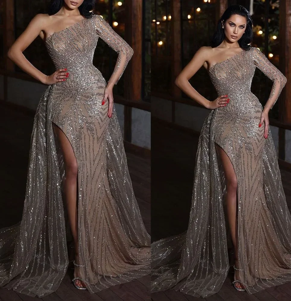Elegant Mermaid Prom Dresses One Shoulder Sequins Party Dresses Side Split Floor Length Customized Evening Dress
Elegant Mermaid Prom Dresses One Shoulder Sequins Party Dresses Side Split Floor Length Customized Evening Dress