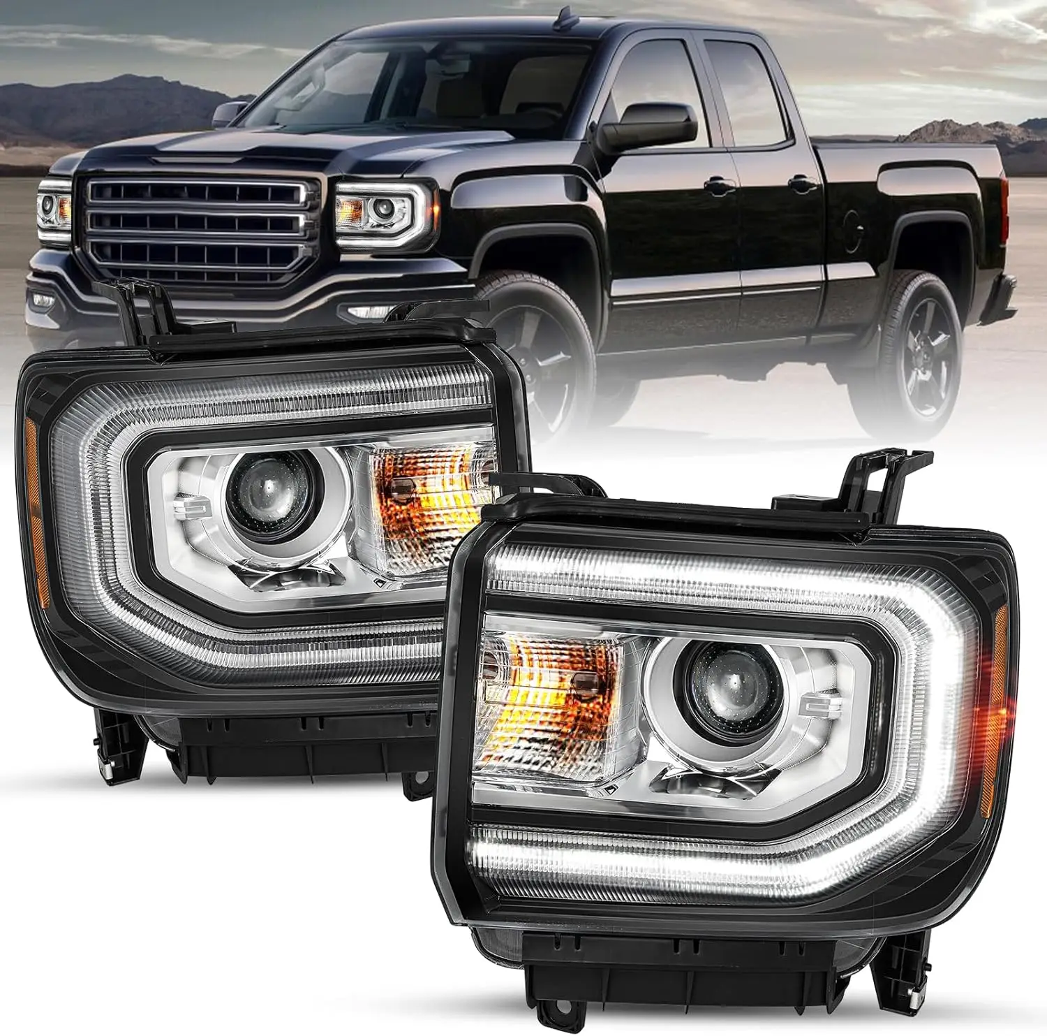HID ксеноновые фары в сборе для 2016-2018 GMC Sierra 1500 2019 GMC Sierra 1500 Limited, заводской OEM-проектор со светодиодной подсветкой DRL
HID ксеноновые фары в сборе для 2016-2018 GMC Sierra 1500 2019 GMC Sierra 1500 Limited, заводской OEM-проектор со светодиодной подсветкой DRL