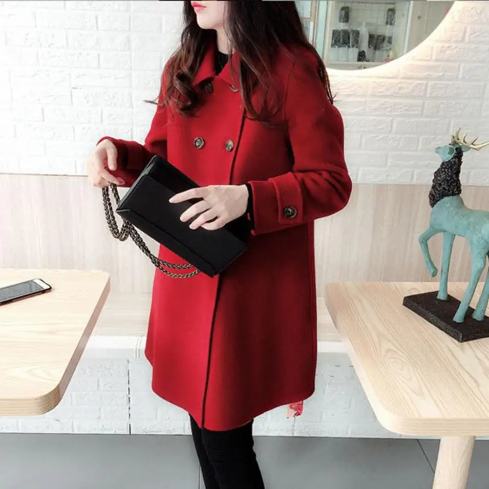 Lapel Lady Coat Vintage Woolen Double-breasted Trench Coat Warm Mid-length Cardigan with Pockets Lapel Buttons for Women's
Lapel Lady Coat Vintage Woolen Double-breasted Trench Coat Warm Mid-length Cardigan with Pockets Lapel Buttons for Women's
