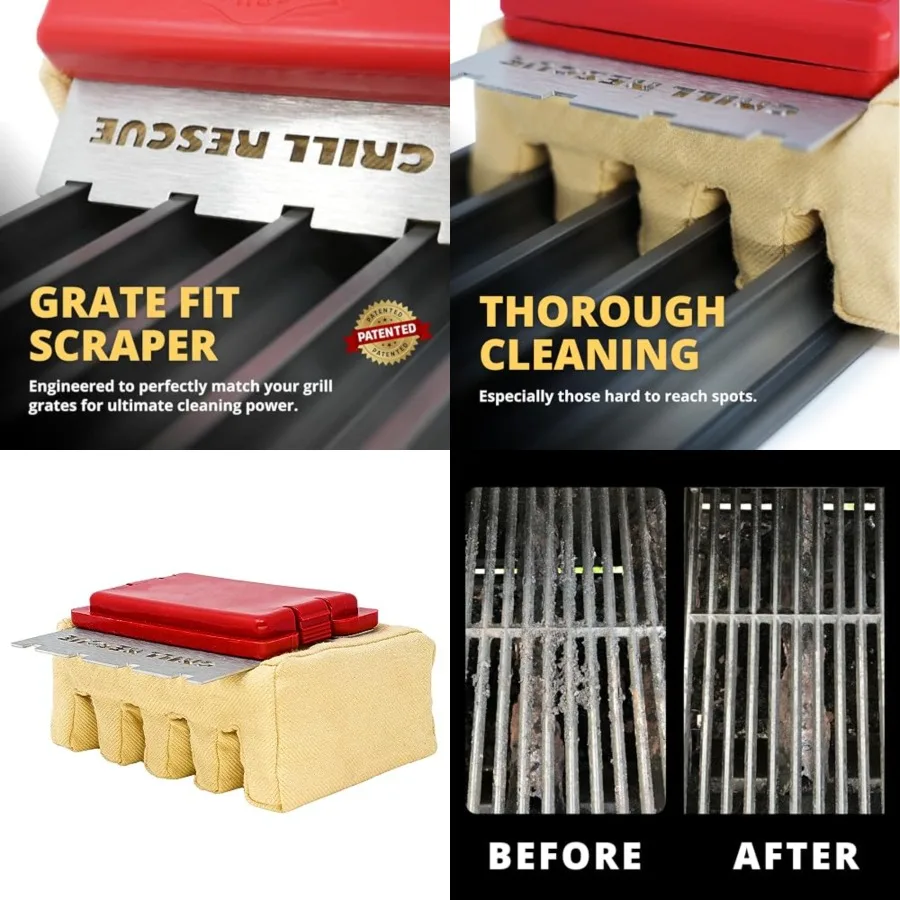 BBQ Replaceable Scraper Cleaning Head, Bristle Free - Durable and Unique Tools for Cast Iron or Stainless-Steel Grates, Barbecu
BBQ Replaceable Scraper Cleaning Head, Bristle Free - Durable and Unique Tools for Cast Iron or Stainless-Steel Grates, Barbecu