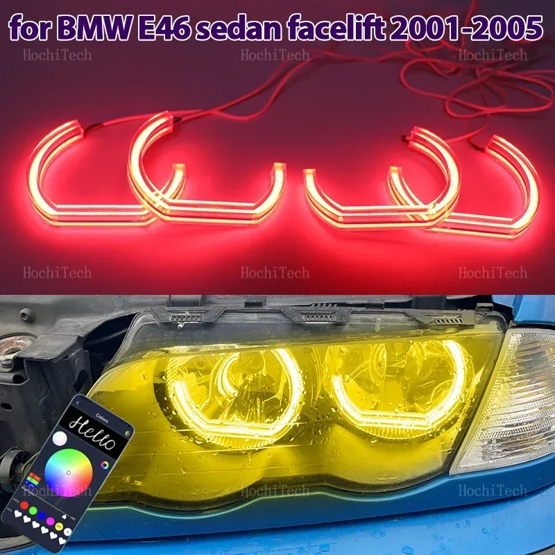 for BMW 3 series E46 sedan facelift 2001-2005 Halogen Headlight RGB colorful Angel Eyes Rings Led APP control Car Headlight DRL
for BMW 3 series E46 sedan facelift 2001-2005 Halogen Headlight RGB colorful Angel Eyes Rings Led APP control Car Headlight DRL