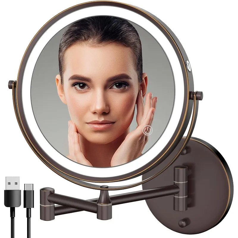 Rechargeable Wall Mounted Lighted Makeup Mirror, 8 Inch Double-Sided LED Vanity Mirror 1X/10X Magnification
Rechargeable Wall Mounted Lighted Makeup Mirror, 8 Inch Double-Sided LED Vanity Mirror 1X/10X Magnification
