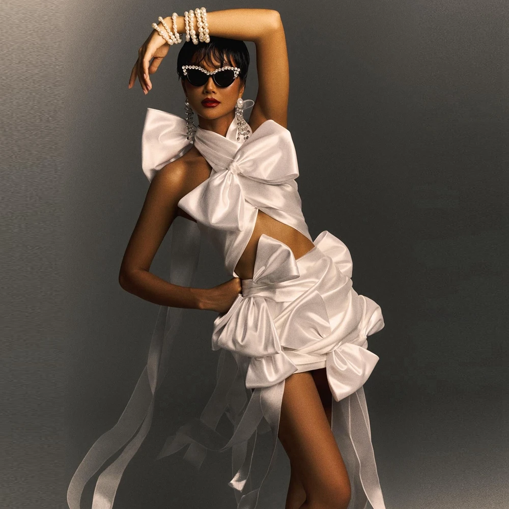 Unique Taffeta Ruffles Bow Prom Dress Pretty Tiered Satin Mini Evening Party Dresses Trendy Sleeveless Satin Pageant Gowns
Unique Taffeta Ruffles Bow Prom Dress Pretty Tiered Satin Mini Evening Party Dresses Trendy Sleeveless Satin Pageant Gowns
