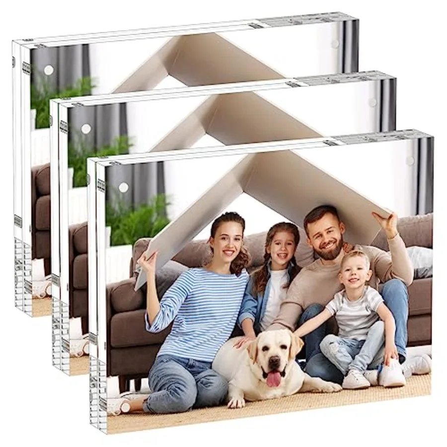 Acrylic Picture Frames 3 Pack, 20% Thicker Block, Clear Picture Frames Freestanding Double Sided Magnetic Acrylic Lucite Framel
Acrylic Picture Frames 3 Pack, 20% Thicker Block, Clear Picture Frames Freestanding Double Sided Magnetic Acrylic Lucite Framel