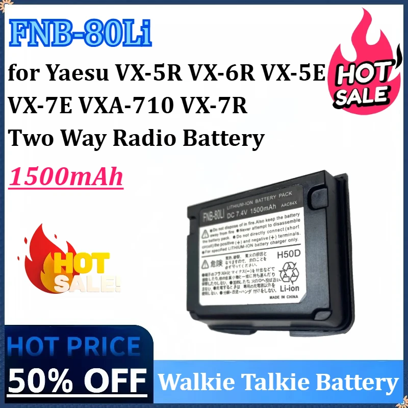 New FNB-80Li 7.4V 1500mAh Walkie Talkie Battery for Yaesu VX-5R VX-6R VX-5E VX-7E VXA-710 VX-7R Two Way Radio Battery
New FNB-80Li 7.4V 1500mAh Walkie Talkie Battery for Yaesu VX-5R VX-6R VX-5E VX-7E VXA-710 VX-7R Two Way Radio Battery