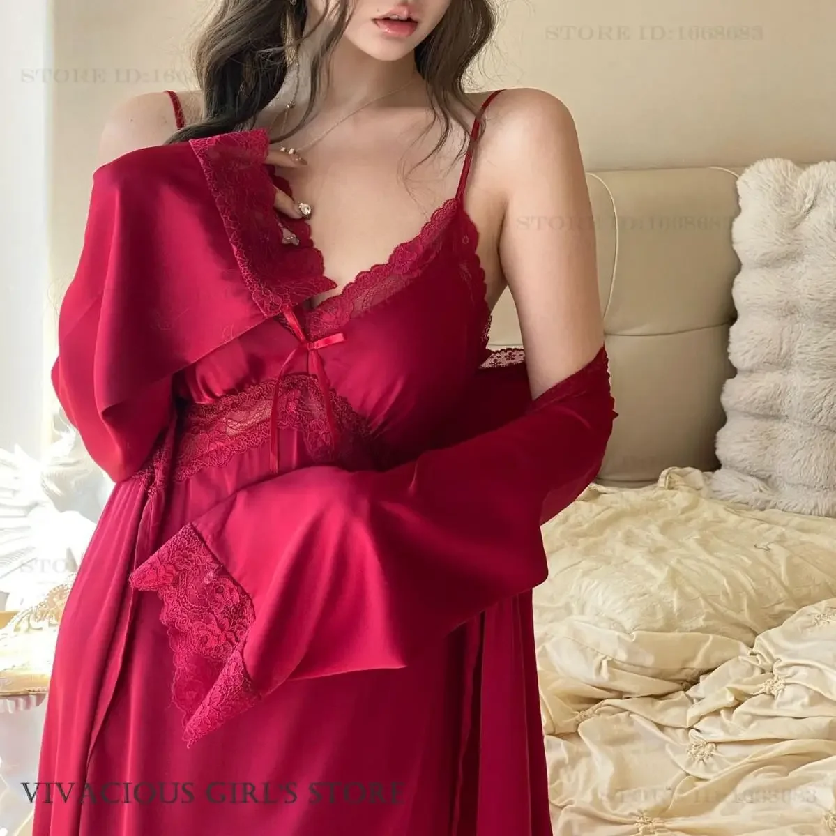 Elegant Sexy Lace Long Robe Nightgown Set Spring Summer Satin Kimono Bathrobe Gown Nightwear French Style Sleepwear Loungewear
Elegant Sexy Lace Long Robe Nightgown Set Spring Summer Satin Kimono Bathrobe Gown Nightwear French Style Sleepwear Loungewear