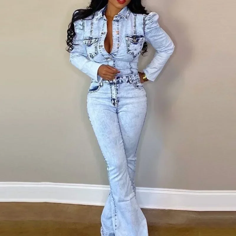 Autumn Women Denim Overalls Jumpsuit Skinny Slim Full Sleeve Flare Jeans Romper Night Club Party Bandage Outfit One Piece
Autumn Women Denim Overalls Jumpsuit Skinny Slim Full Sleeve Flare Jeans Romper Night Club Party Bandage Outfit One Piece