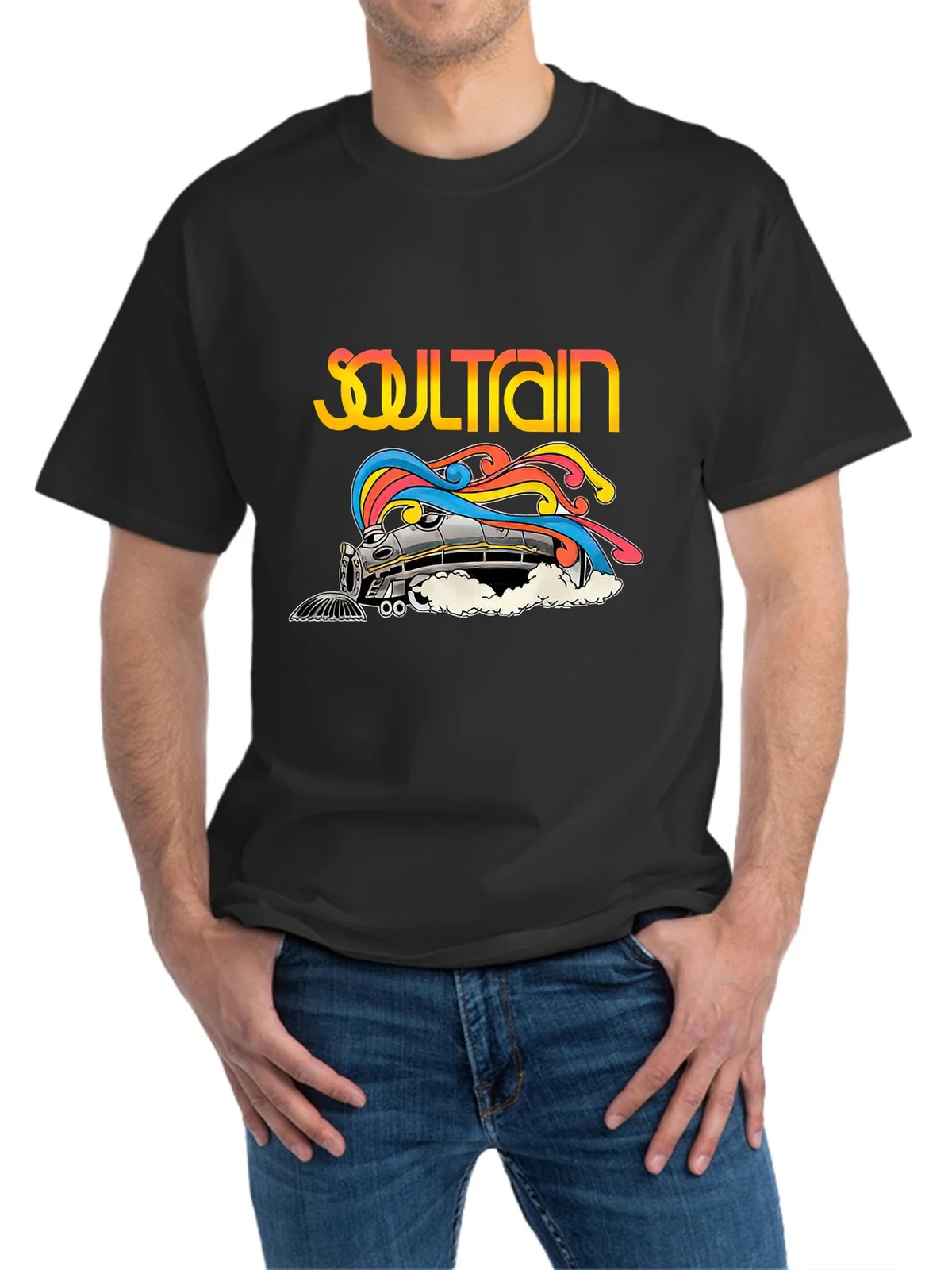 Men's Retro Soul Train Graphic T-Shirt - Black Casual Short Sleeve Cotton Tee wi
Men's Retro Soul Train Graphic T-Shirt - Black Casual Short Sleeve Cotton Tee wi