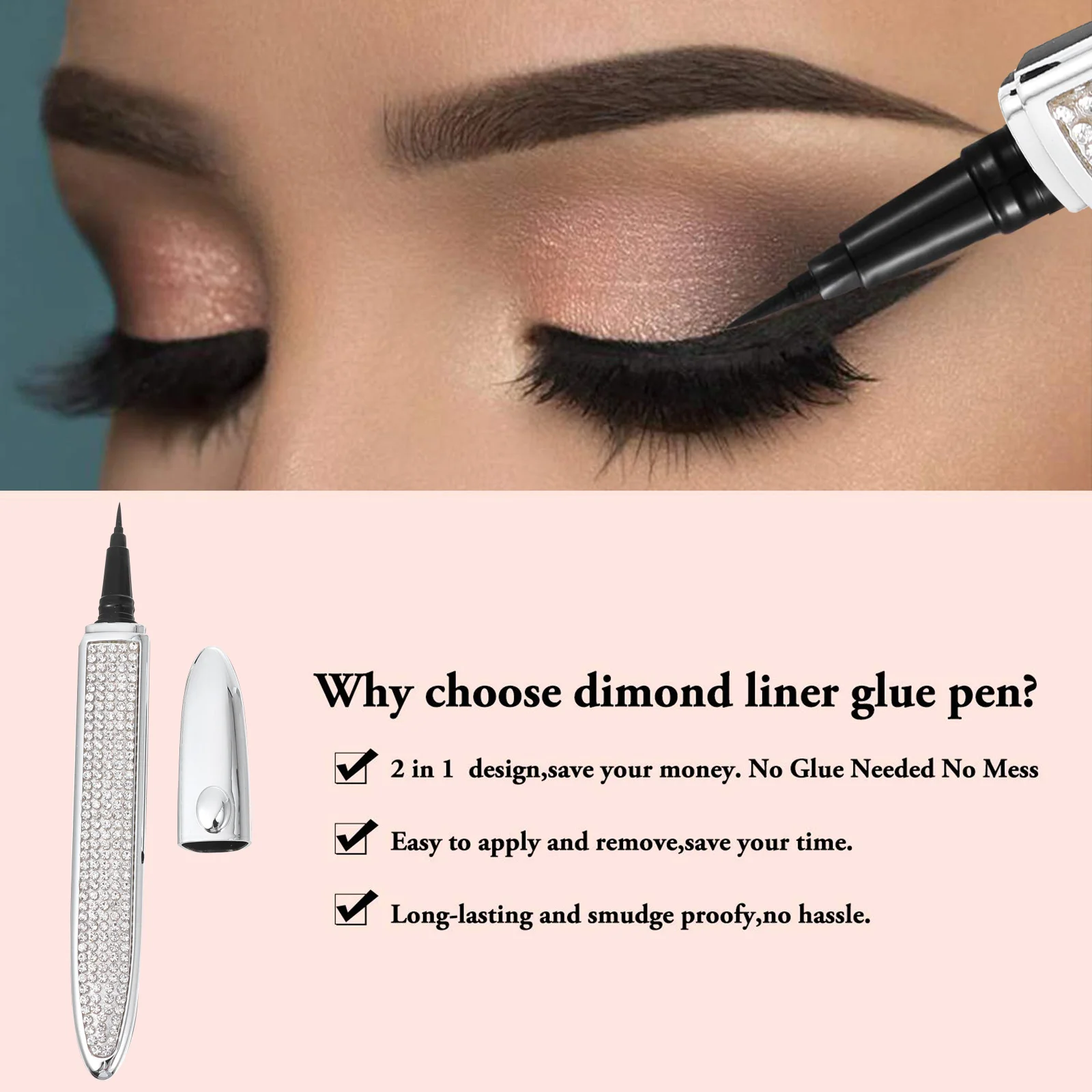 Self-Adhesive Eyeliner Pen Quick Dry Strong Hold No Need Glue Or Magnetic Lashes for Easy Application Makeup Tool Liquid
Self-Adhesive Eyeliner Pen Quick Dry Strong Hold No Need Glue Or Magnetic Lashes for Easy Application Makeup Tool Liquid