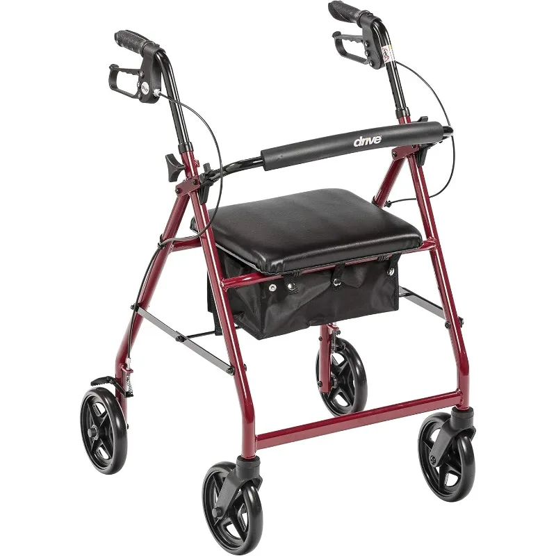Aluminum Rollator Fold Up and Removable Back Support, Padded Seat with 7.5-Inch Casters, Red
Aluminum Rollator Fold Up and Removable Back Support, Padded Seat with 7.5-Inch Casters, Red