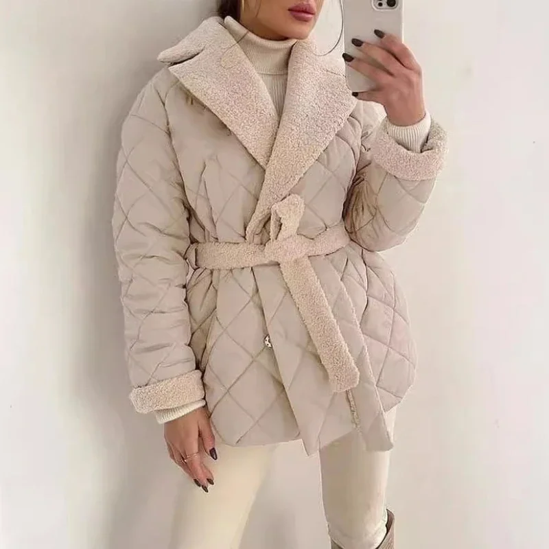 Comfortable And Casual Ladies Cotton-Padded Jacket Lapel Waist Lace-Up Coat Women's Winter Warm Fashion Design Women's Clothing
Comfortable And Casual Ladies Cotton-Padded Jacket Lapel Waist Lace-Up Coat Women's Winter Warm Fashion Design Women's Clothing