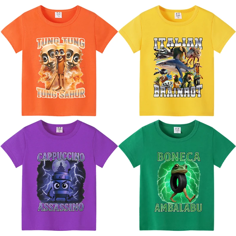 Italian Brainrot Animals Children T-shirts Cartoon Printed T Shirts Baby Boys Summer Short Sleeves Tops 2025 Kids Clothing
Italian Brainrot Animals Children T-shirts Cartoon Printed T Shirts Baby Boys Summer Short Sleeves Tops 2025 Kids Clothing