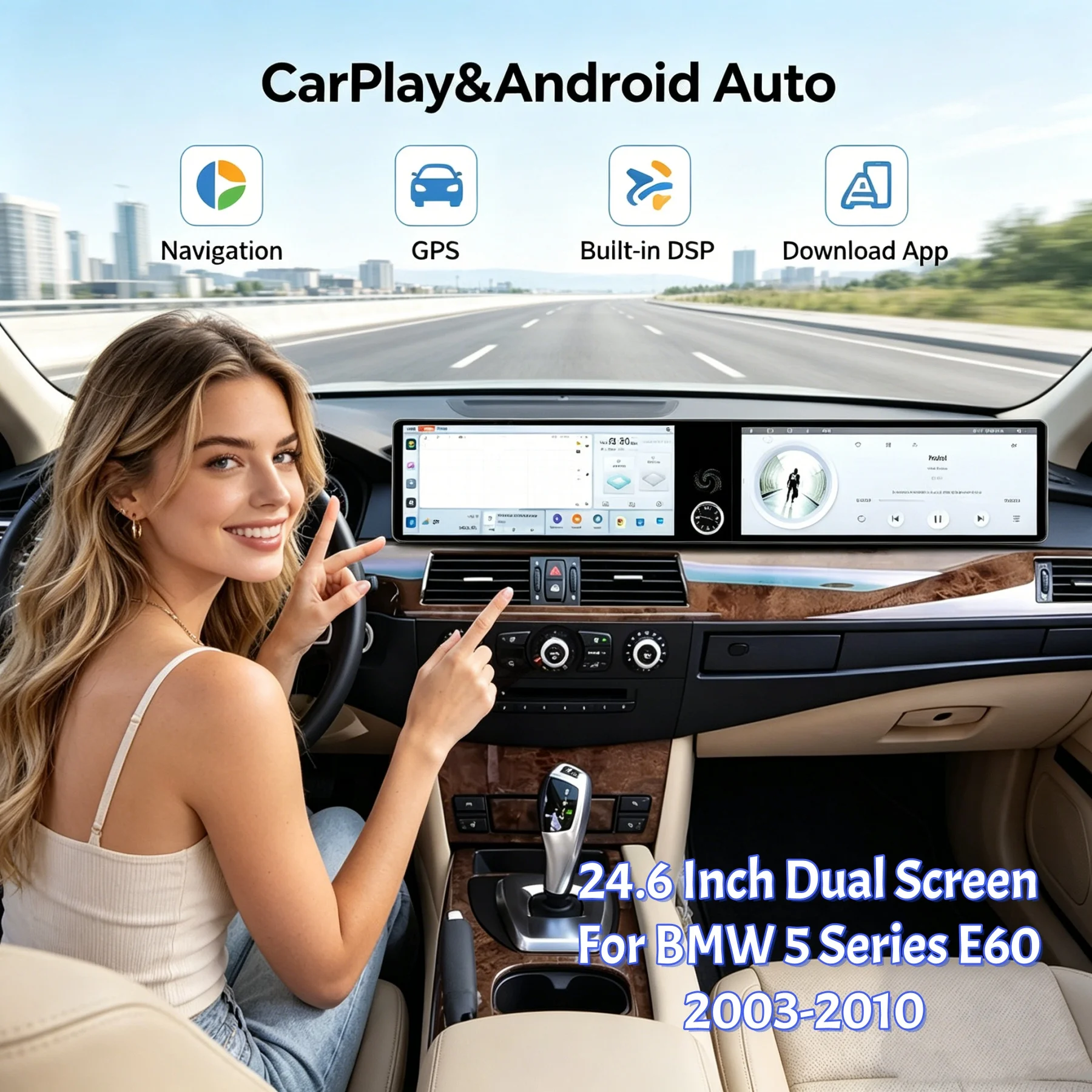 24.6 INCH Wireless CarPlay Android Auto For BMW 5 Series E60 2003 -2010 Stereo Multimedia Radio Player GPS Navigation Head Unit
24.6 INCH Wireless CarPlay Android Auto For BMW 5 Series E60 2003 -2010 Stereo Multimedia Radio Player GPS Navigation Head Unit