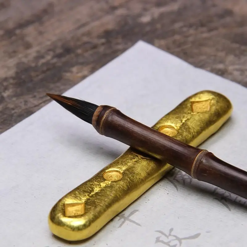 Gilt cultural and creative brass ruler pen holder, gold ingot solid pure copper study four treasures, brass paperweight pen hold
Gilt cultural and creative brass ruler pen holder, gold ingot solid pure copper study four treasures, brass paperweight pen hold