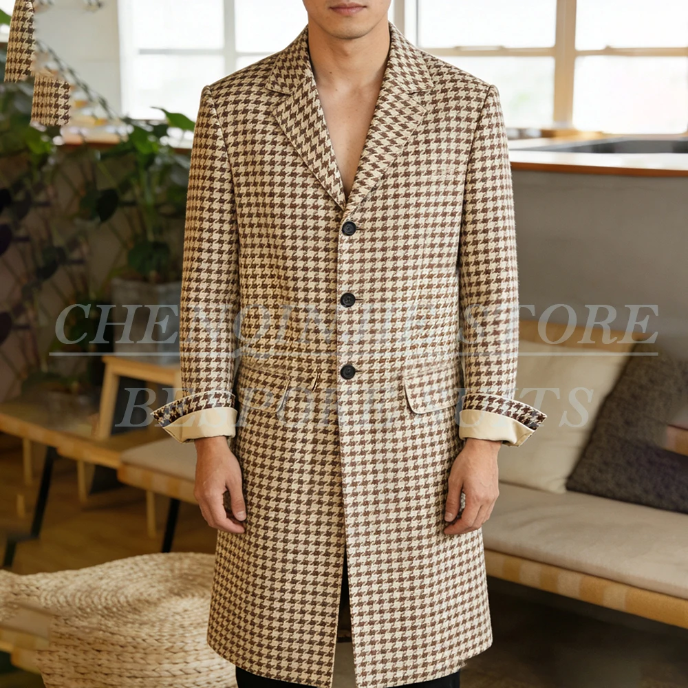 Fashion Overcoat Elegant Men's Suits Customized Single Breasted Notch Lapel Long Coat With Black Pants Luxury 2 Piece Jacket
Fashion Overcoat Elegant Men's Suits Customized Single Breasted Notch Lapel Long Coat With Black Pants Luxury 2 Piece Jacket