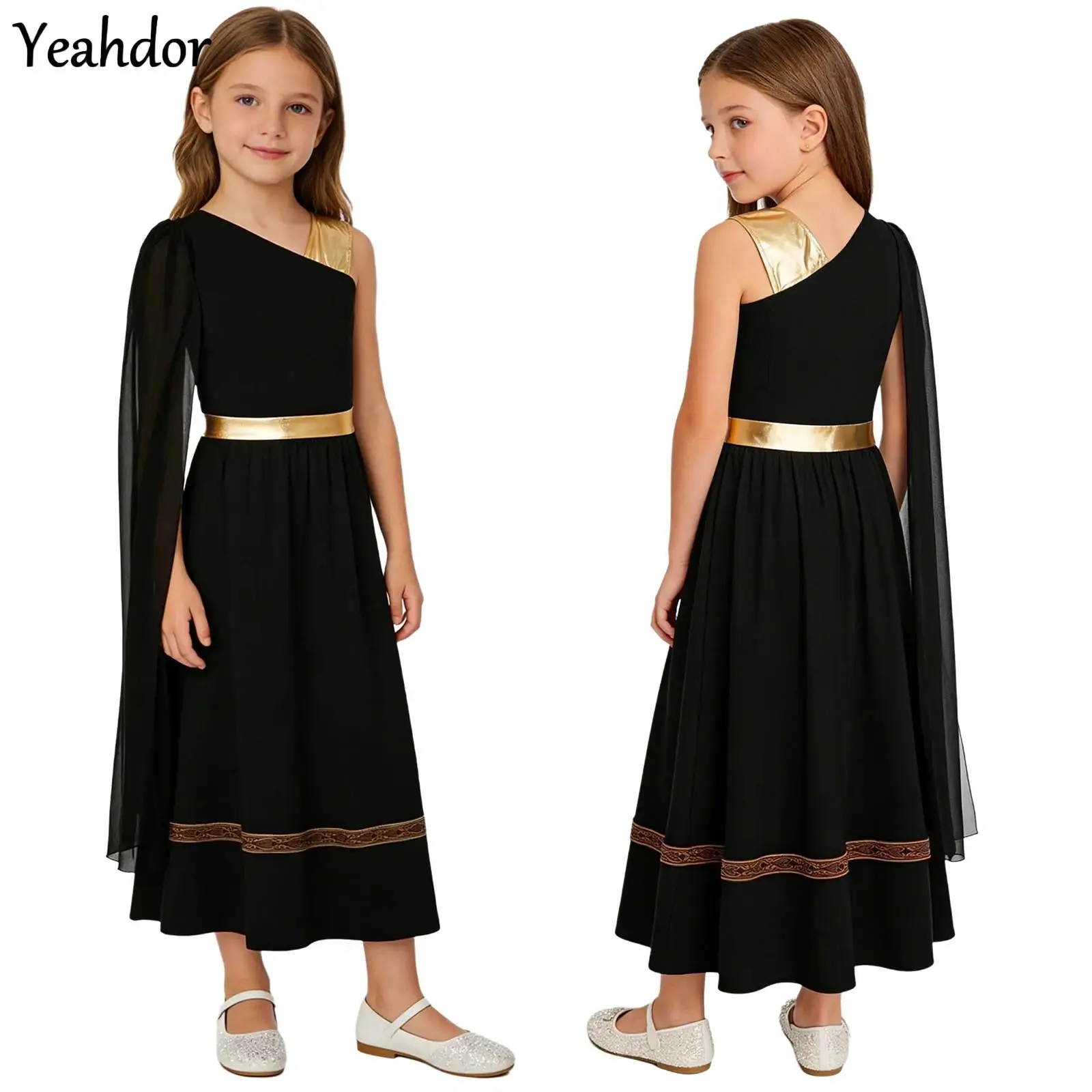 Girls Metallic Shiny Greek Princess Dress Athena Costume Ancient Greece Roman Toga for Halloween Carnivals Fancy Party Dress Up
Girls Metallic Shiny Greek Princess Dress Athena Costume Ancient Greece Roman Toga for Halloween Carnivals Fancy Party Dress Up