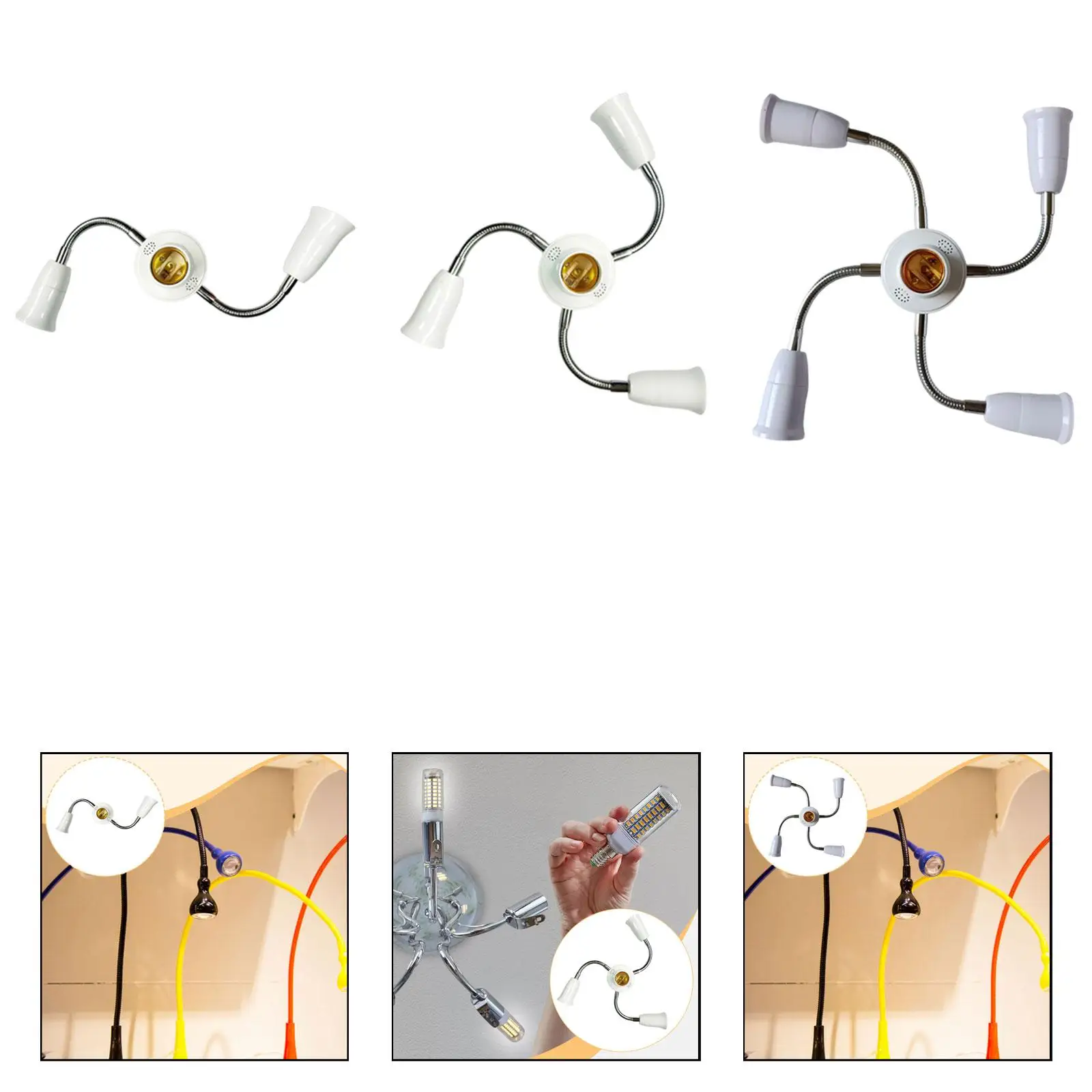 E27 Light Socket Splitter Adapter Replacement for Drawing Room Portable , White Flexible 360 Degree Rotatable Bulb Lamp Holder
E27 Light Socket Splitter Adapter Replacement for Drawing Room Portable , White Flexible 360 Degree Rotatable Bulb Lamp Holder